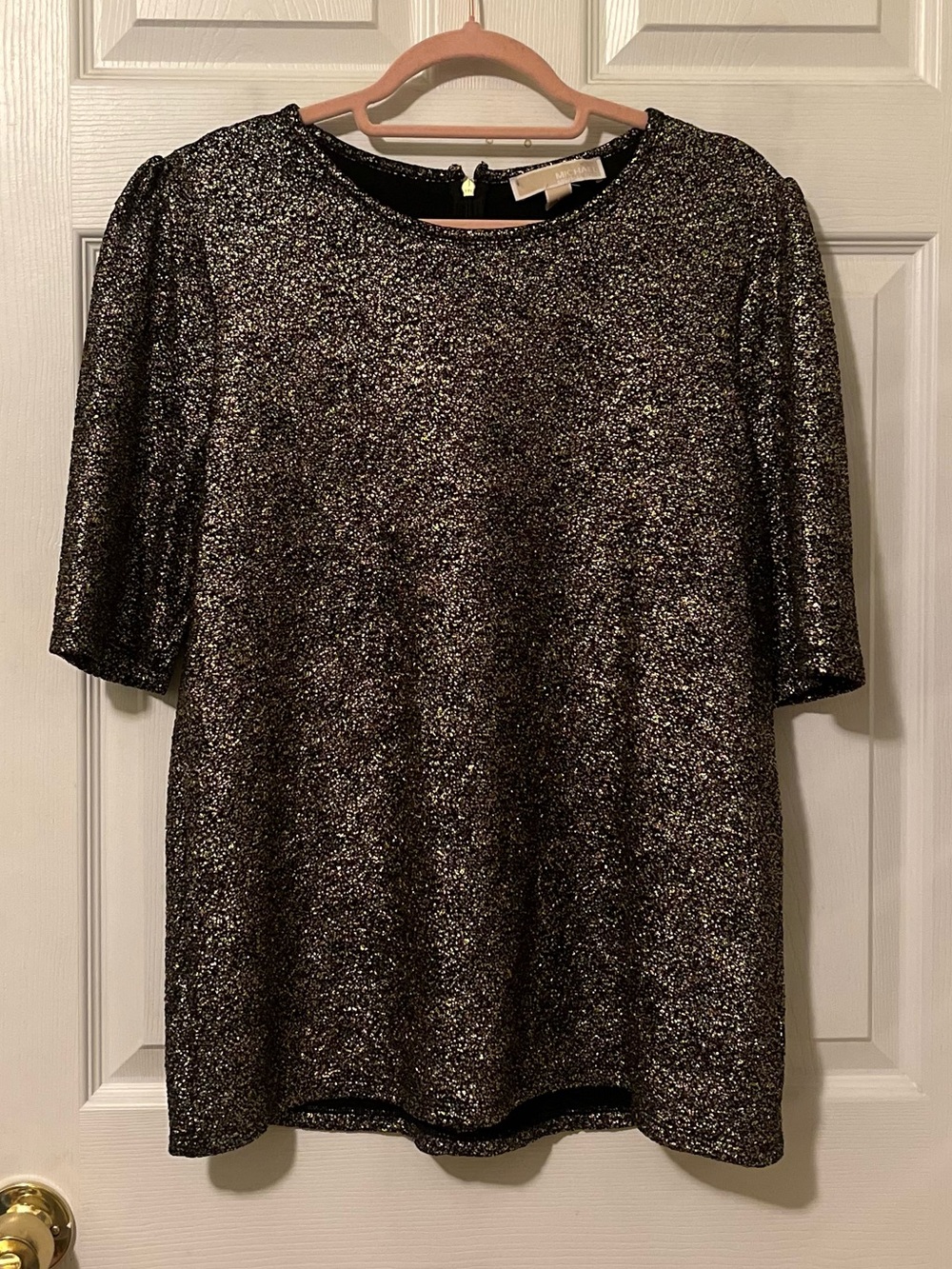 MICHAEL Michael Kors Metallic Black Short-Sleeve Top